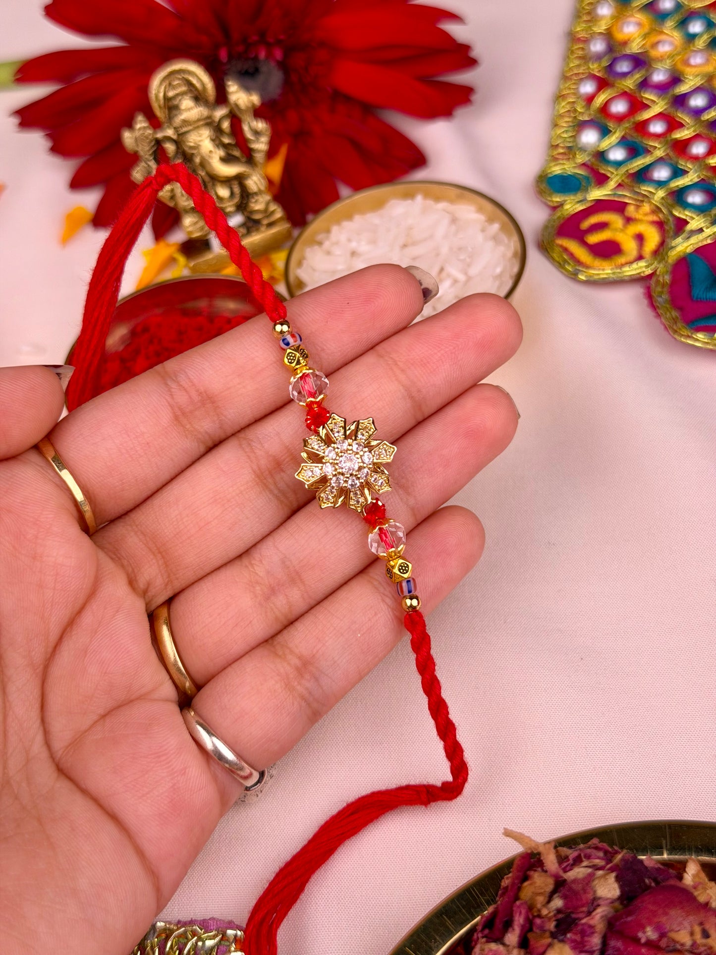 Snowflake Crystal Spinner Rakhi