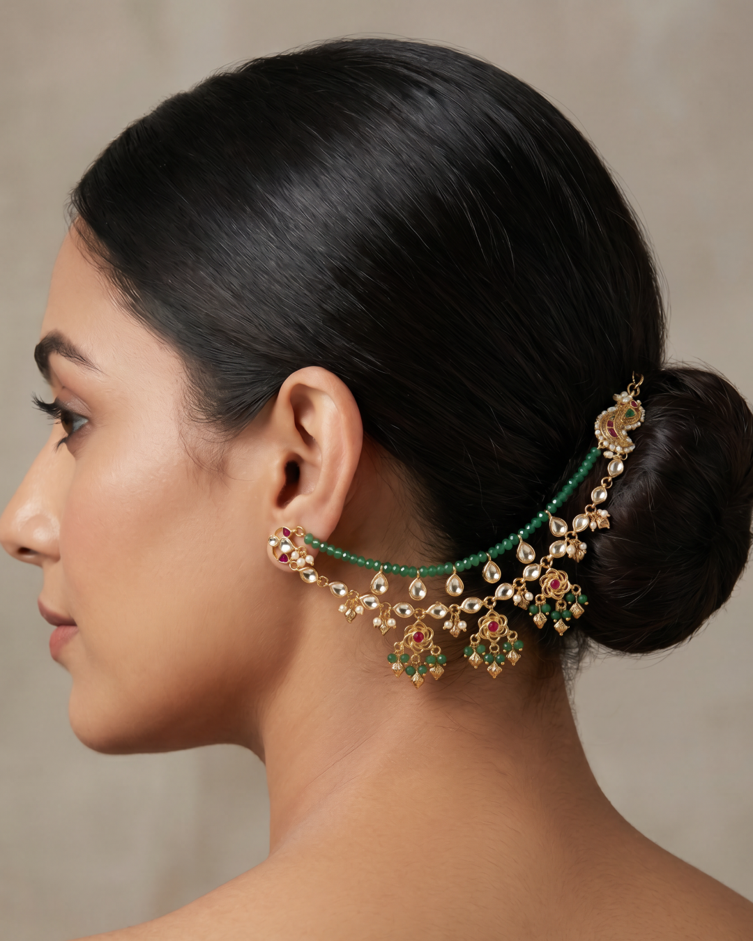 Alia Pachi kundan Ear Chain