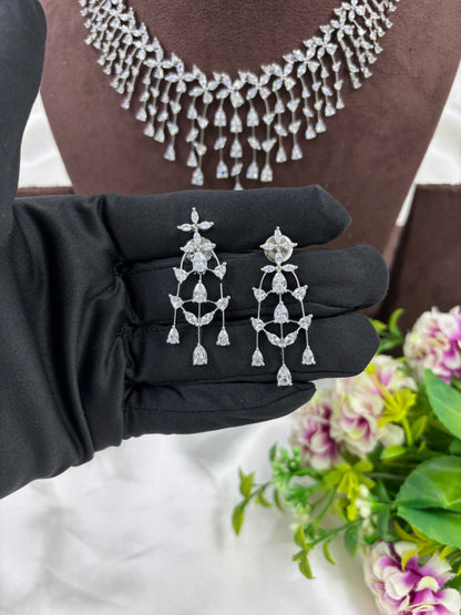 RUHANA DANGLING AMERICAN DIAMOND NECKLACE SET