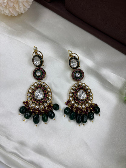 Zivam Premium Moissanite Kundan Semi Bridal Necklace set