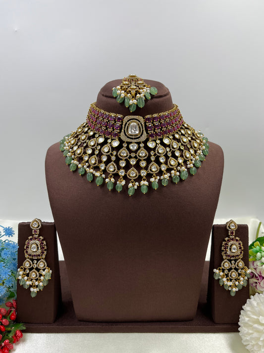 Ruby Reina Moissanite Kundan Necklace
