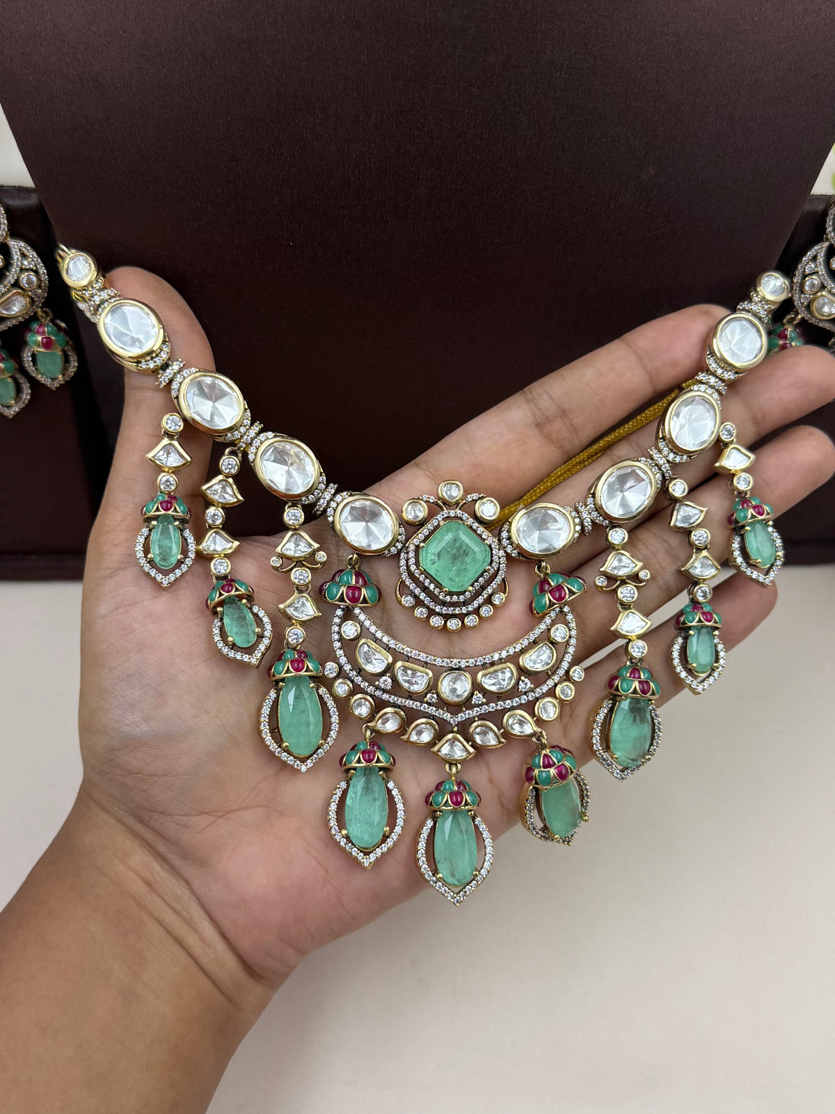 Shambhavi Victorian Moissanite Necklace Set