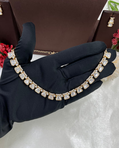 Prusha Premium Moissanite Kundan Necklace