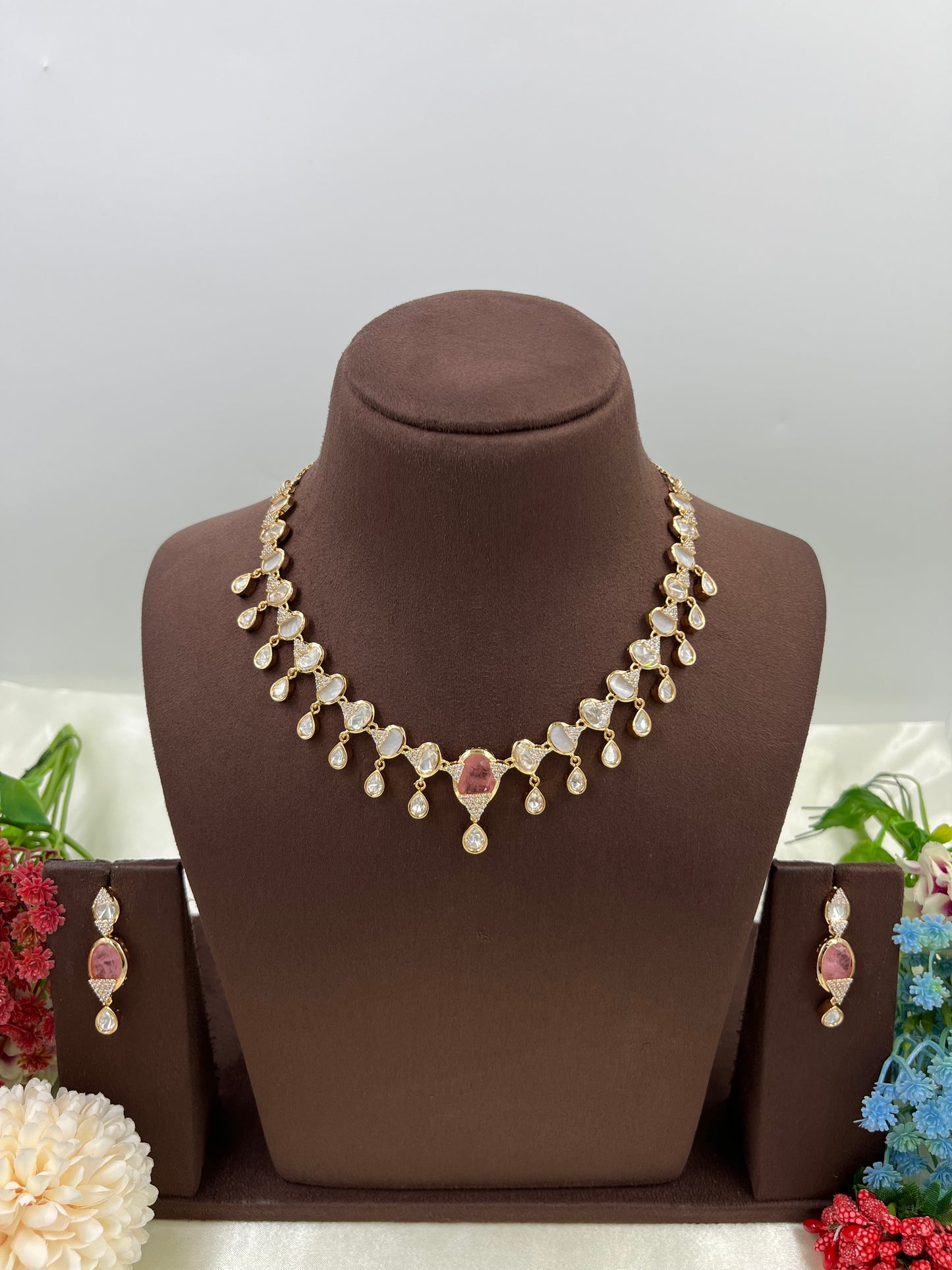 Deza Dangling Moissanite Kundan Necklace