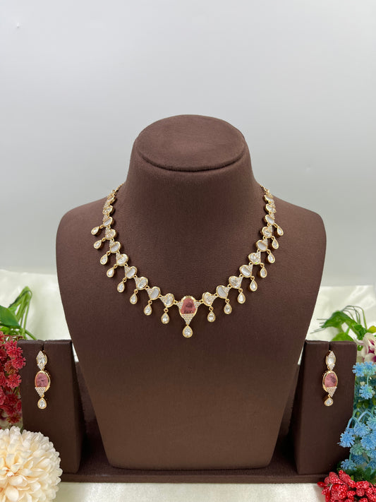 Deza Dangling Moissanite Kundan Necklace