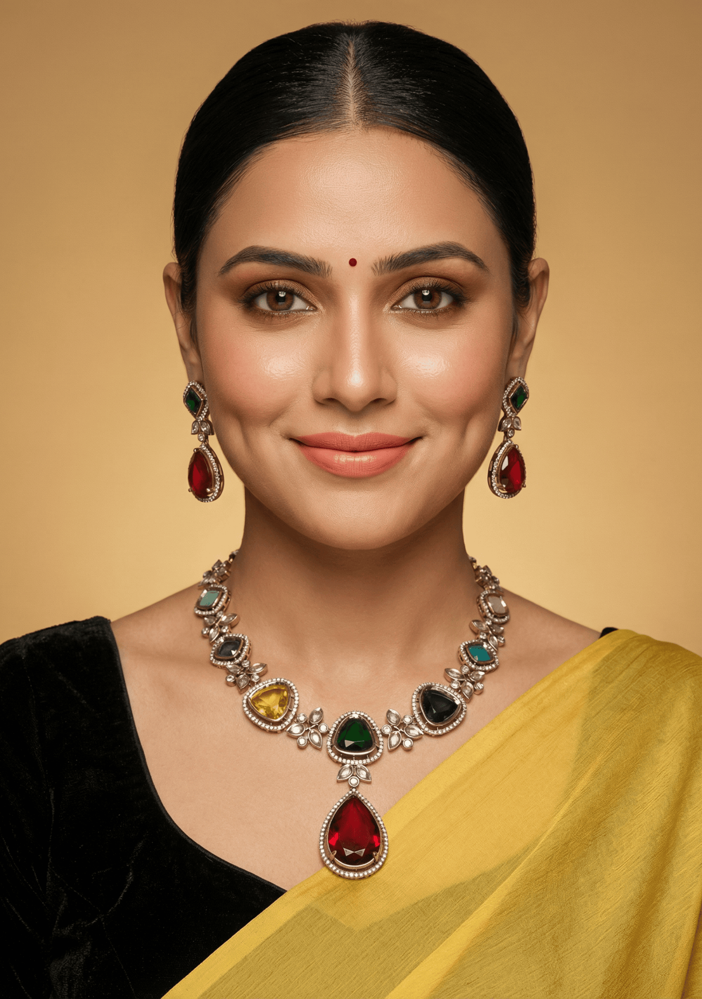 Victorian Multicolour Necklace set - Multi