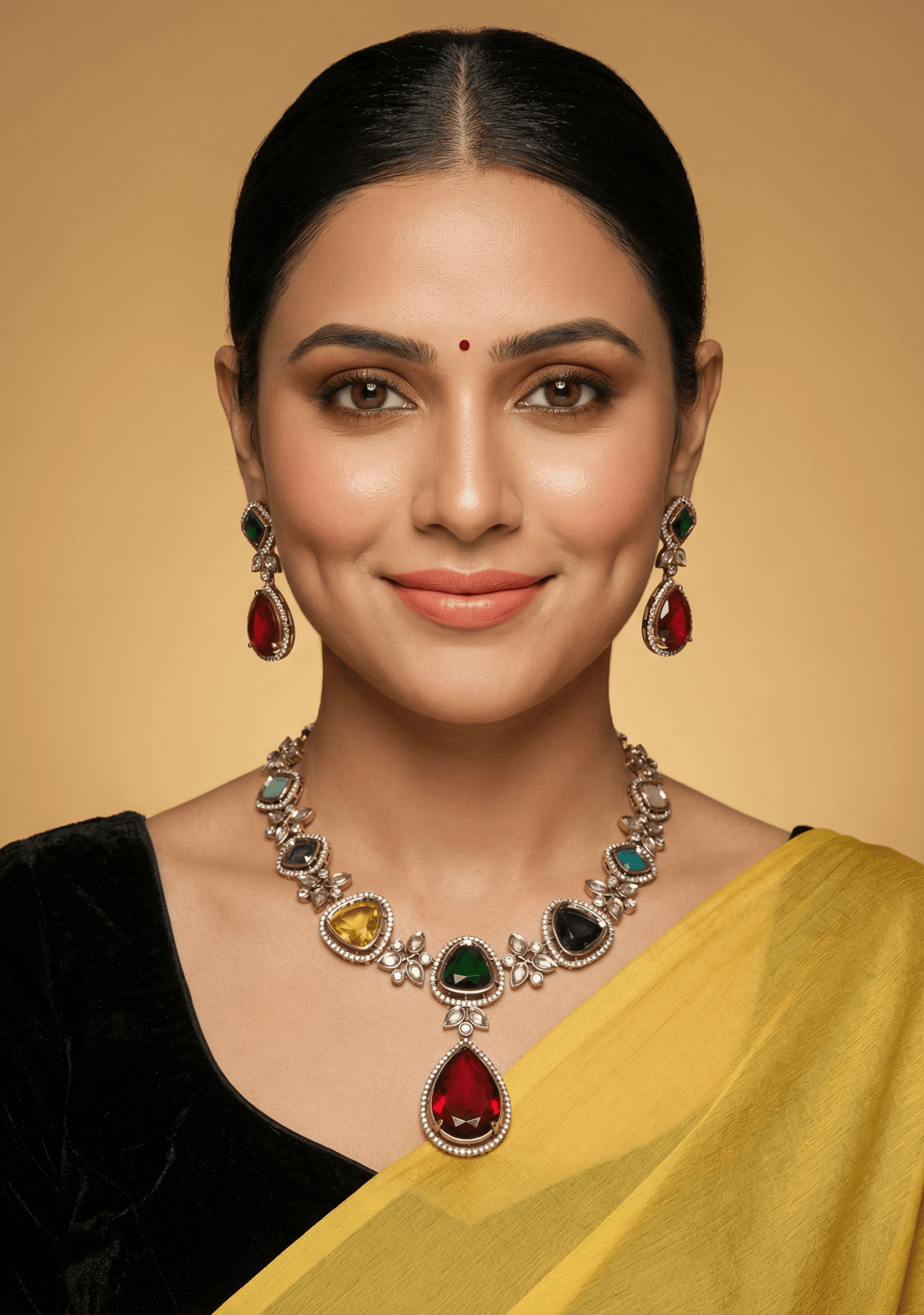Victorian Multicolour Necklace set - Multi