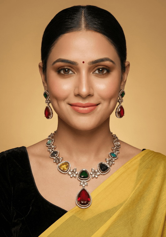 Victorian Multicolour Necklace set - Multi