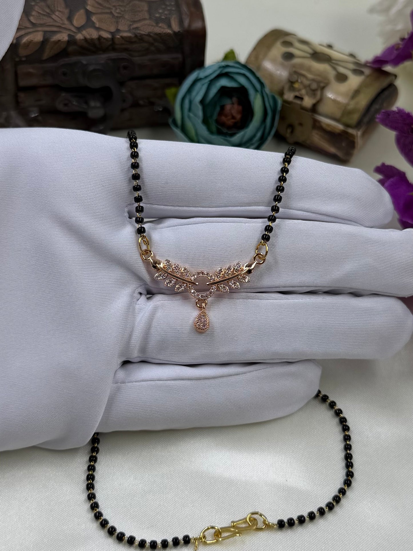 Leaf Vine Diamond Rose Gold Mangalsutra
