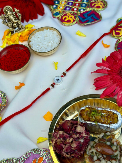 Silver Shining Ganesh Design Rakhi