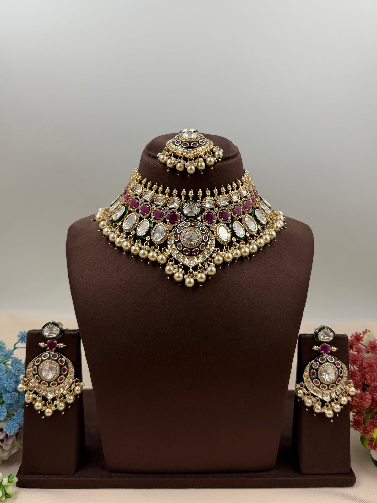 Jaya Moissanite Pearl Choker Necklace Set