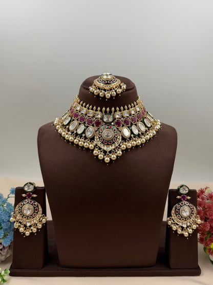 Jaya Moissanite Pearl Choker Necklace Set