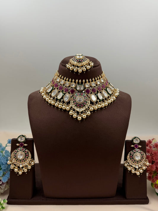 Jaya Moissanite Pearl Choker Necklace Set