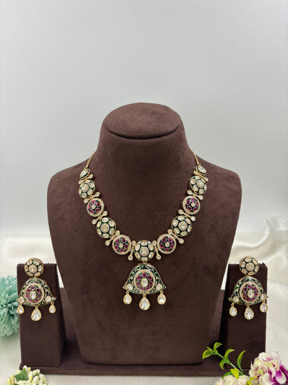 MINA KARI KUNDAN PREMIUM MOISSANITE NECKLACE