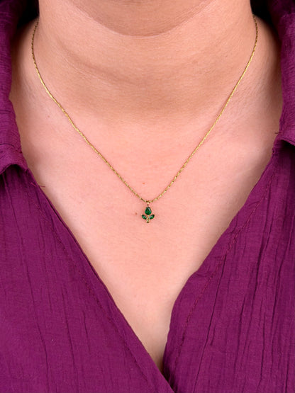 Scarlet Leaf Pendant Gold Chain