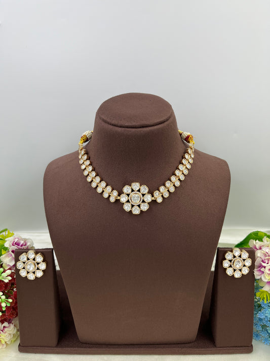 Cha Moissanite Kundan Delicate Necklace