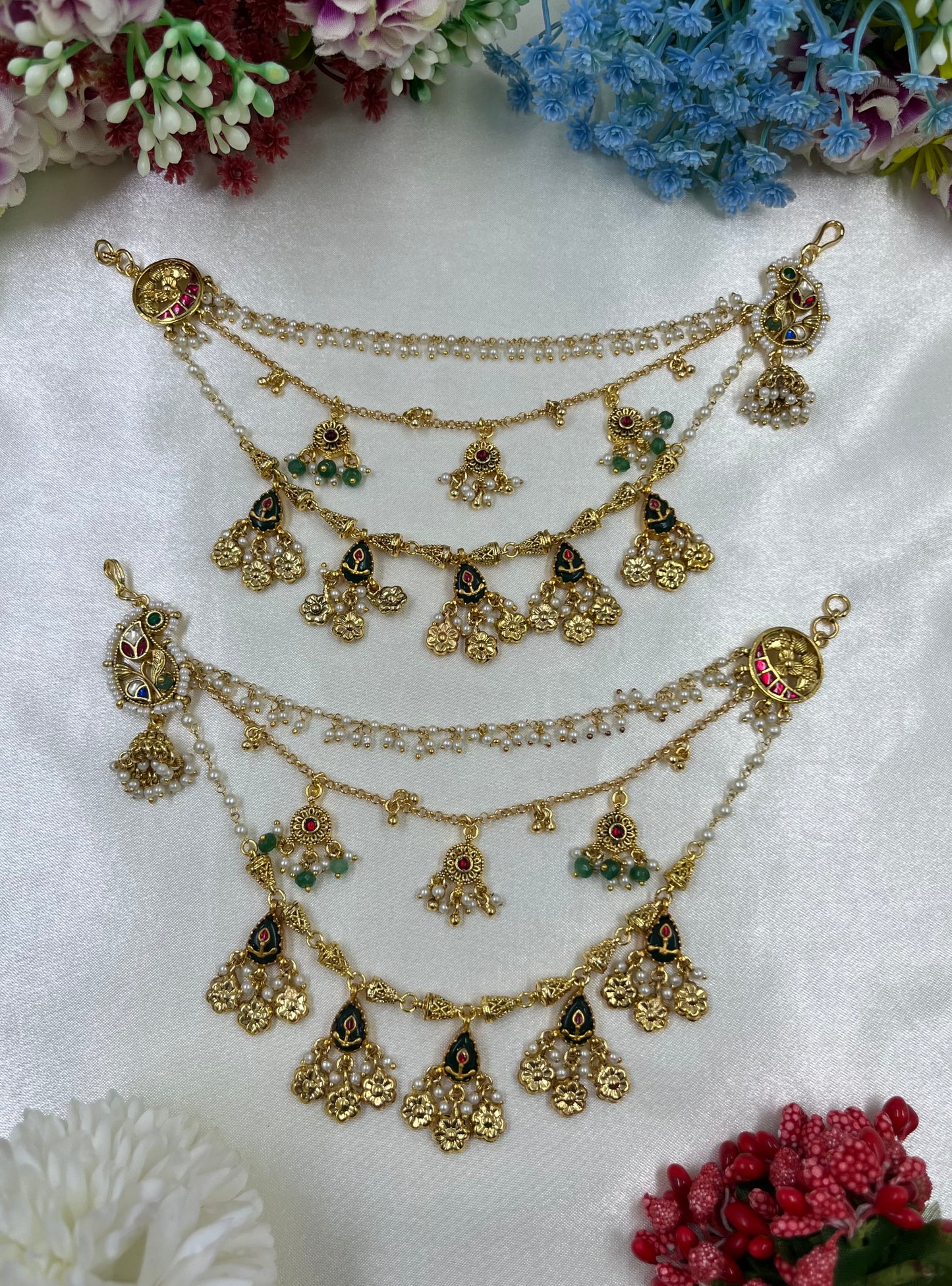Roma Pachi Kundan Ear Chain