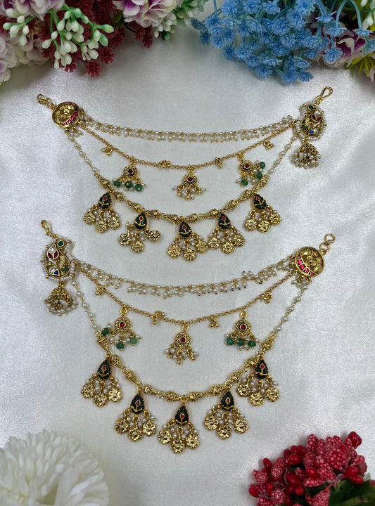 Roma Pachi Kundan Ear Chain