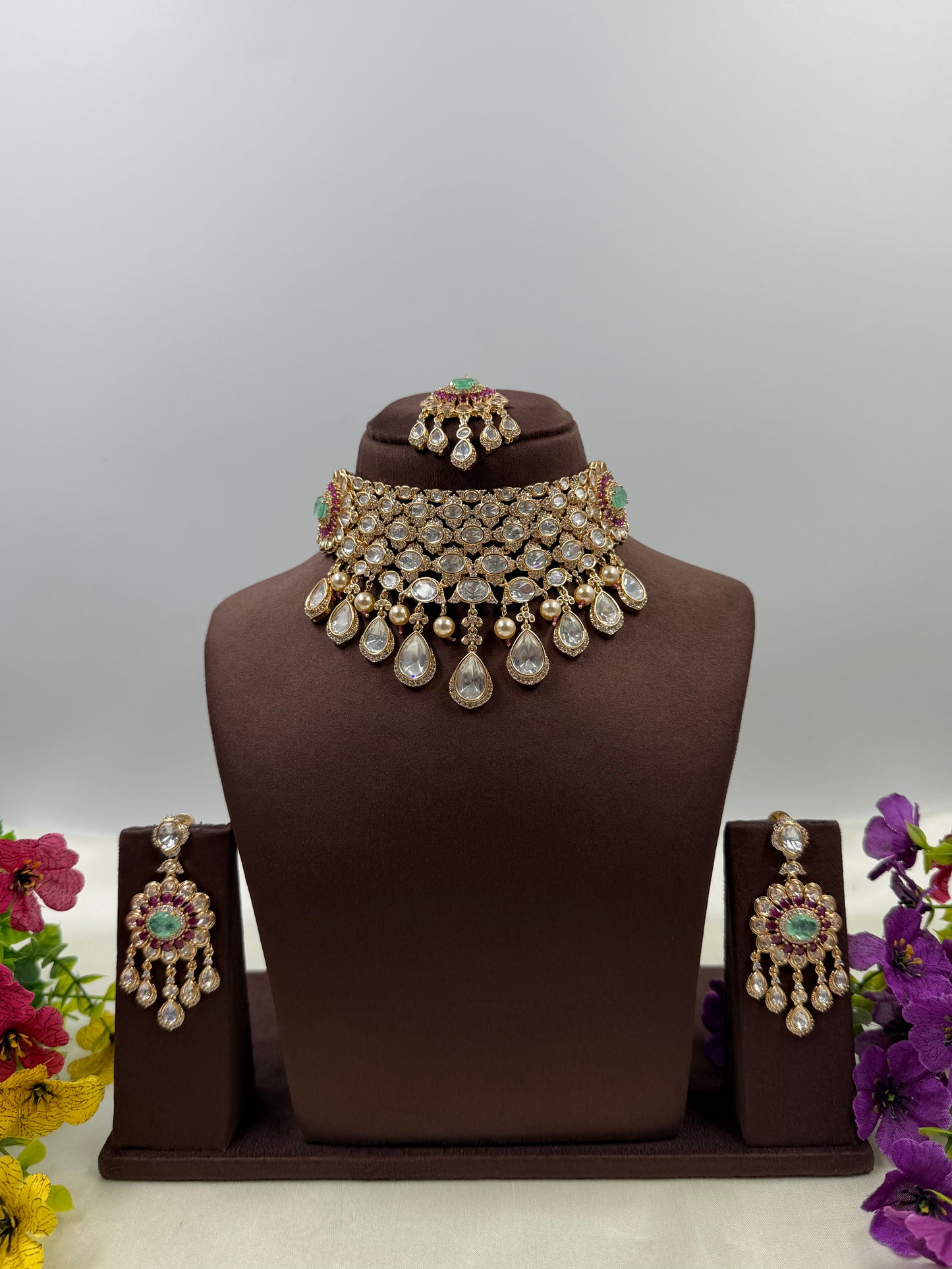 Jhanvi Moissanite Choker Necklace Set
