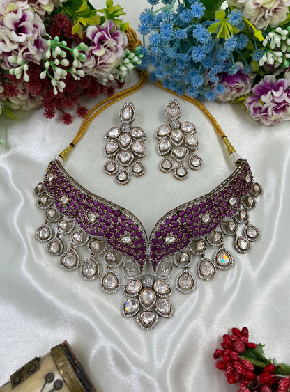 Meera Jaipuri Moissanite Kundan Choker Necklace