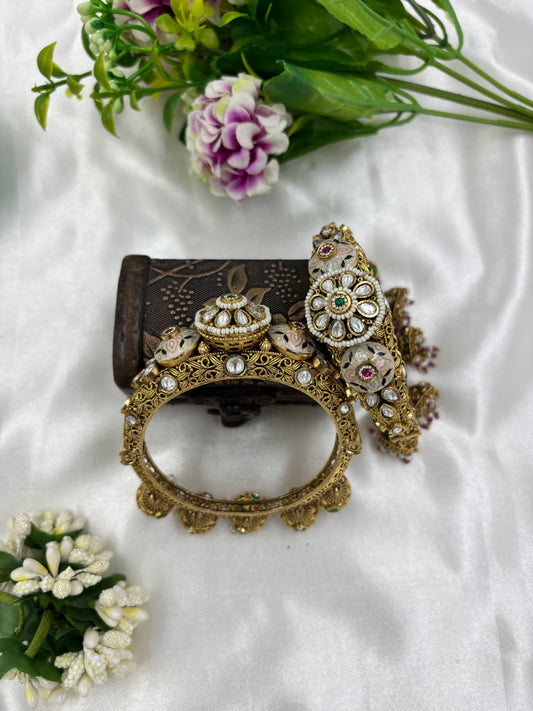 ANTIQUE GOLD PREMIUM JUMKA BANGLES SET
