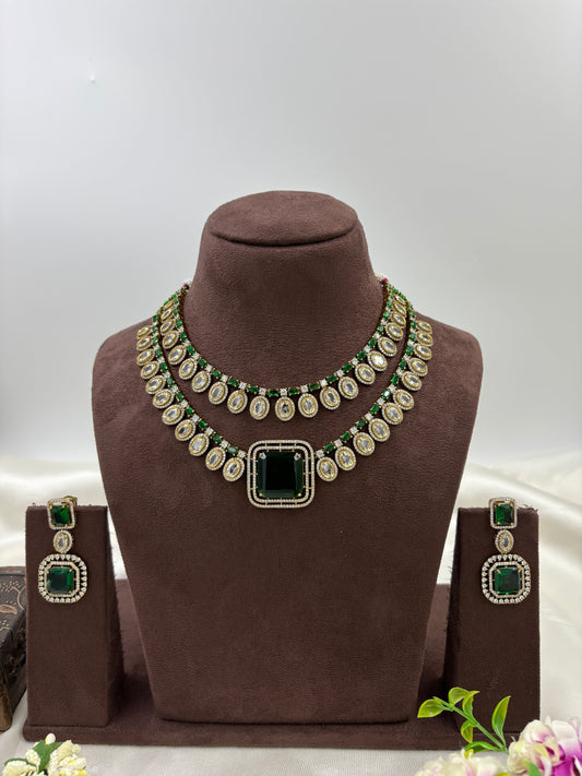 MINA VICTORIAN DOUBLE LAYERED NECKLACE SET