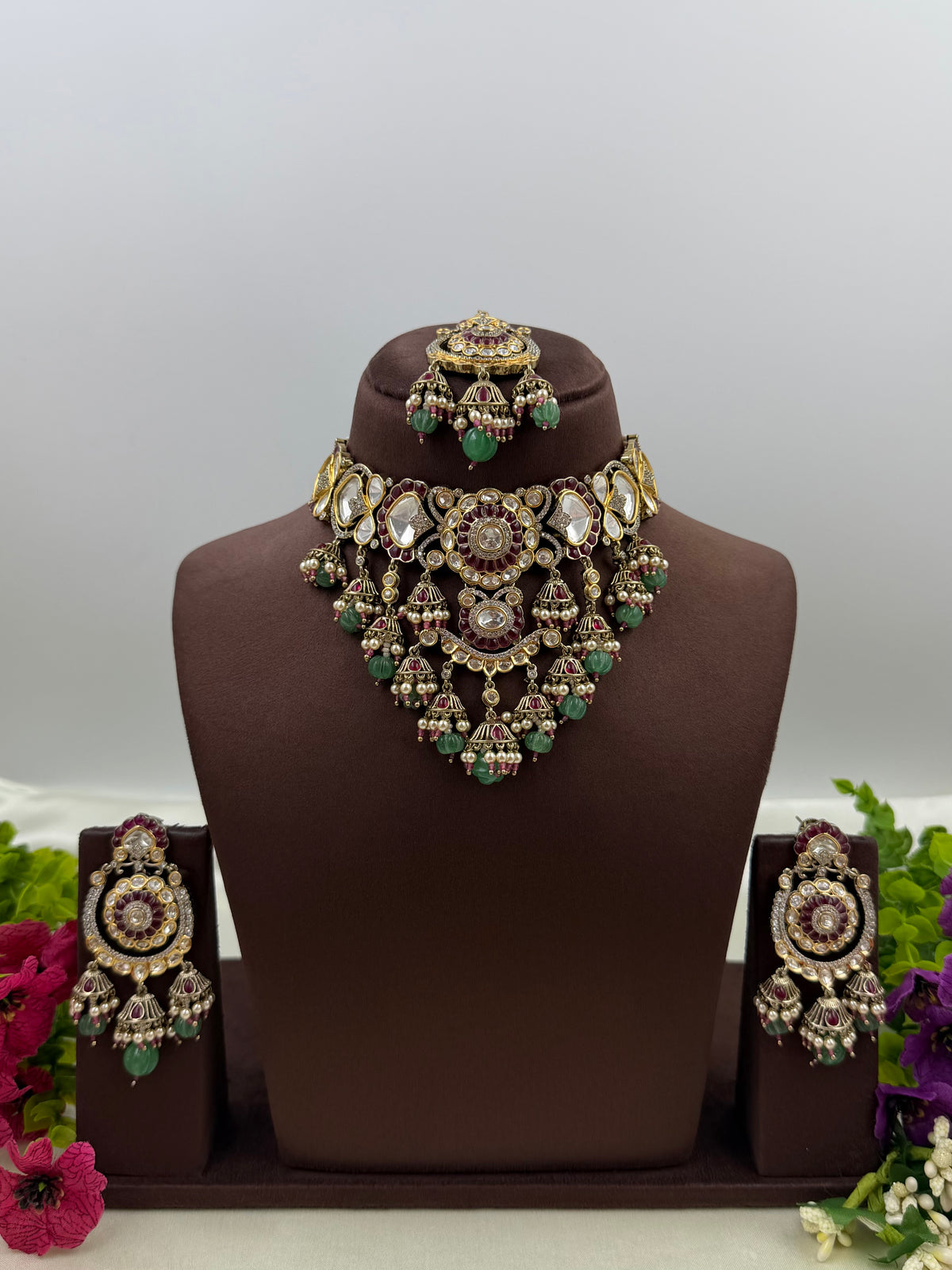 Meera Moissanite Victorian Choker Necklace Set