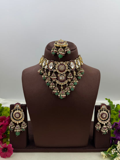 Meera Moissanite Victorian Choker Necklace Set