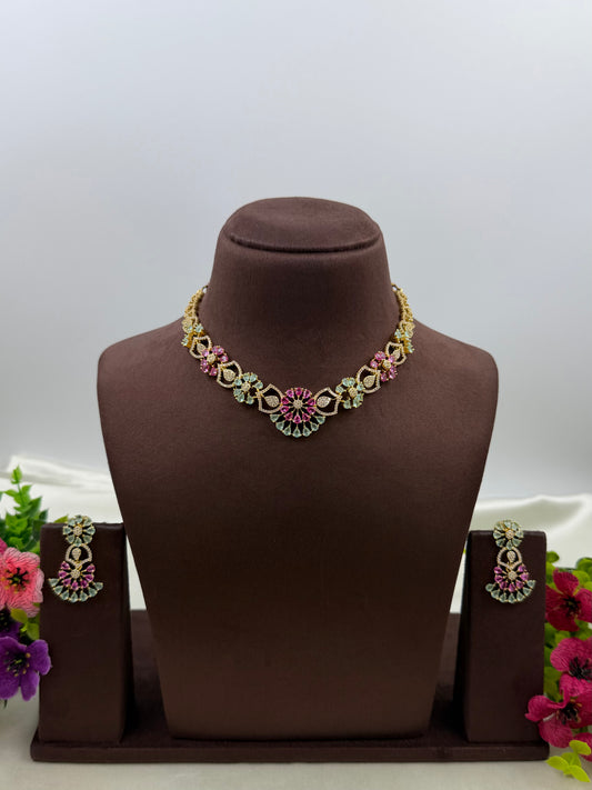 Bianca American Diamond Two Tone Necklace Set