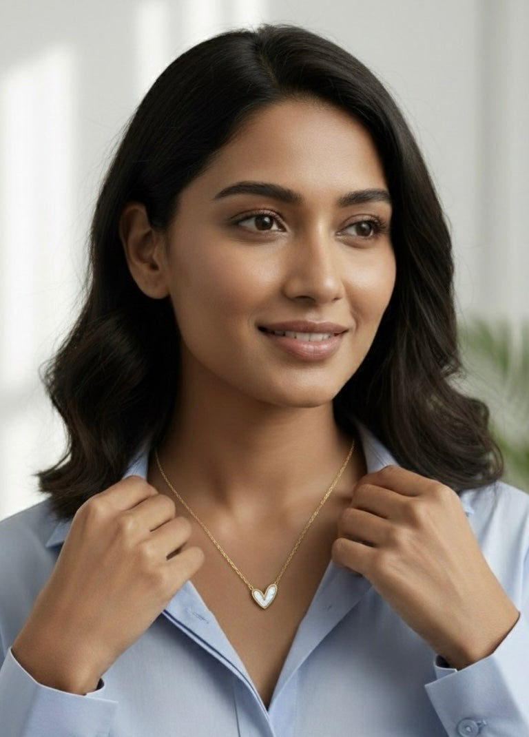 Marble Heart Gold Necklace