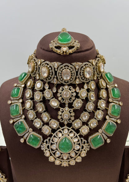 Noor Mahal Jaipuri Moissanite Kundan Choker Necklace