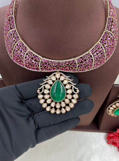 Gowri Premium Moissanite Kundan Necklace