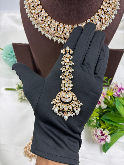 ZEENAT MOISSANITE KUNDAN PEARL NECKLACE SET