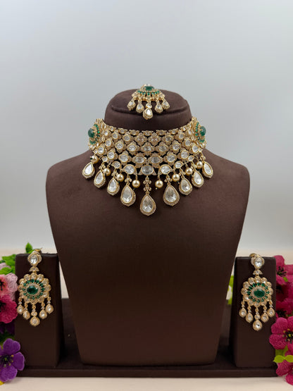 Jhanvi Moissanite Choker Necklace Set