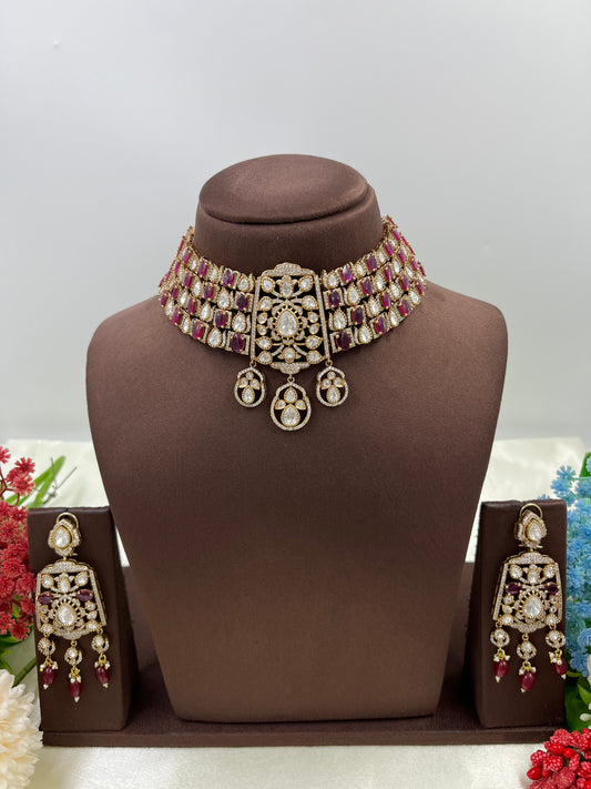 Jijabai Premium Moissanite Kundan Choker