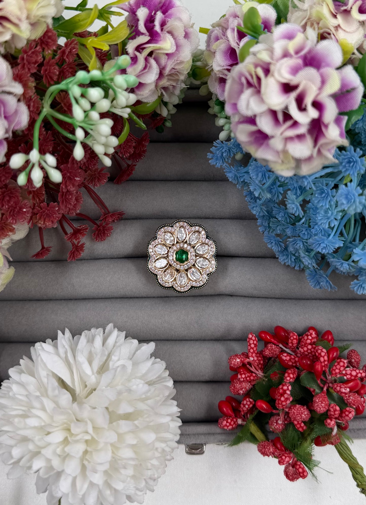 Nija Premium Moissanite Kundan Fingering