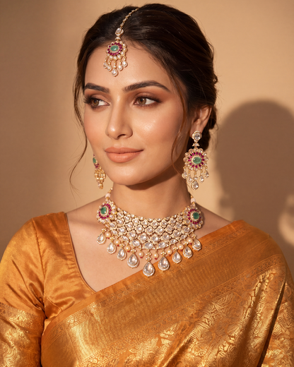 Jhanvi Moissanite Choker Necklace Set