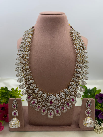 Emma American Diamond Two Tone Long Necklace Set