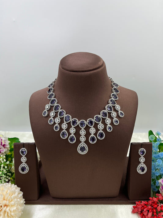 RINA  AMERICAN DIAMOND PREMIUM NECKLACE SET