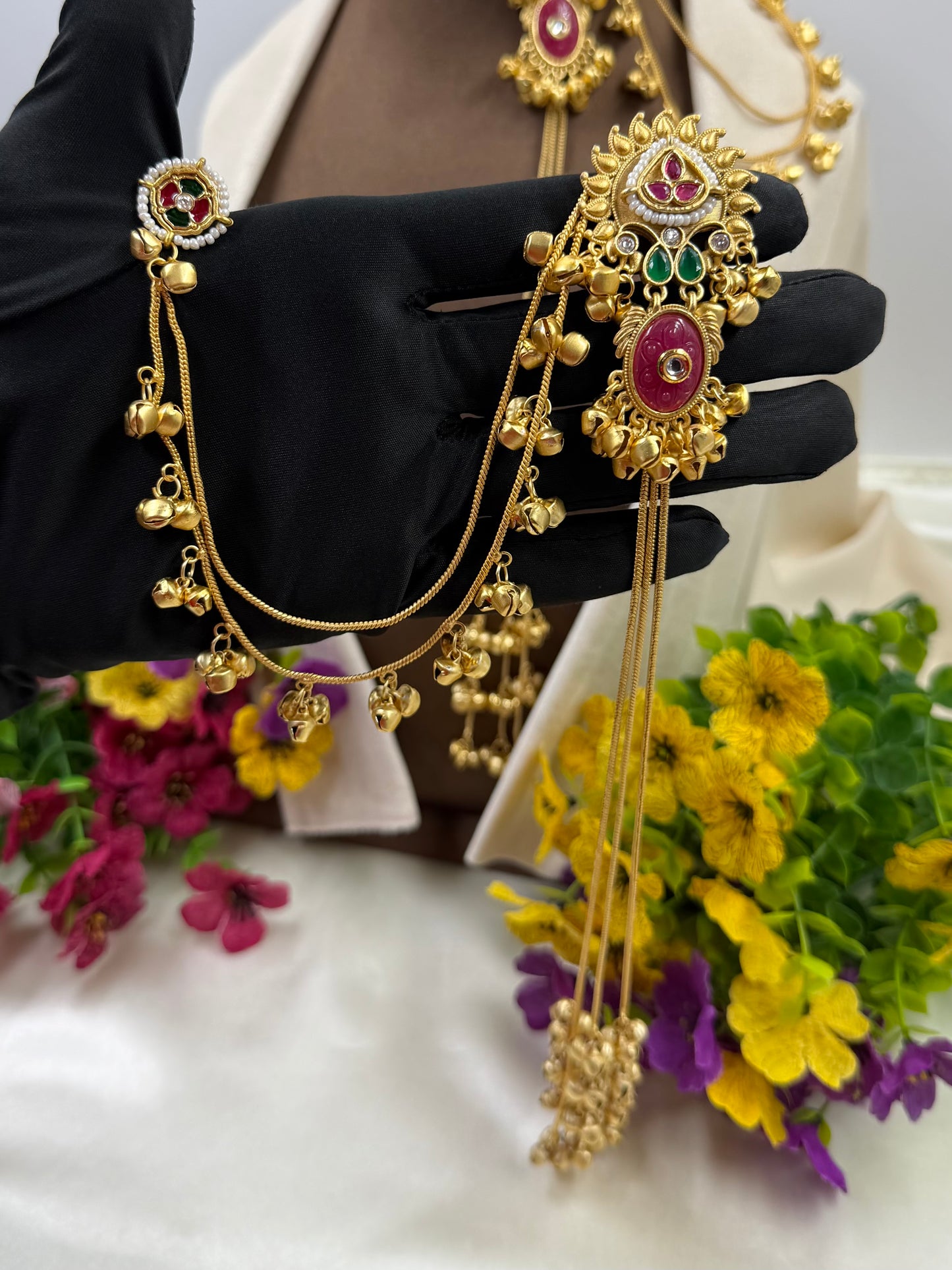Vinita Kashmiri Jhumka Earring With Earchain