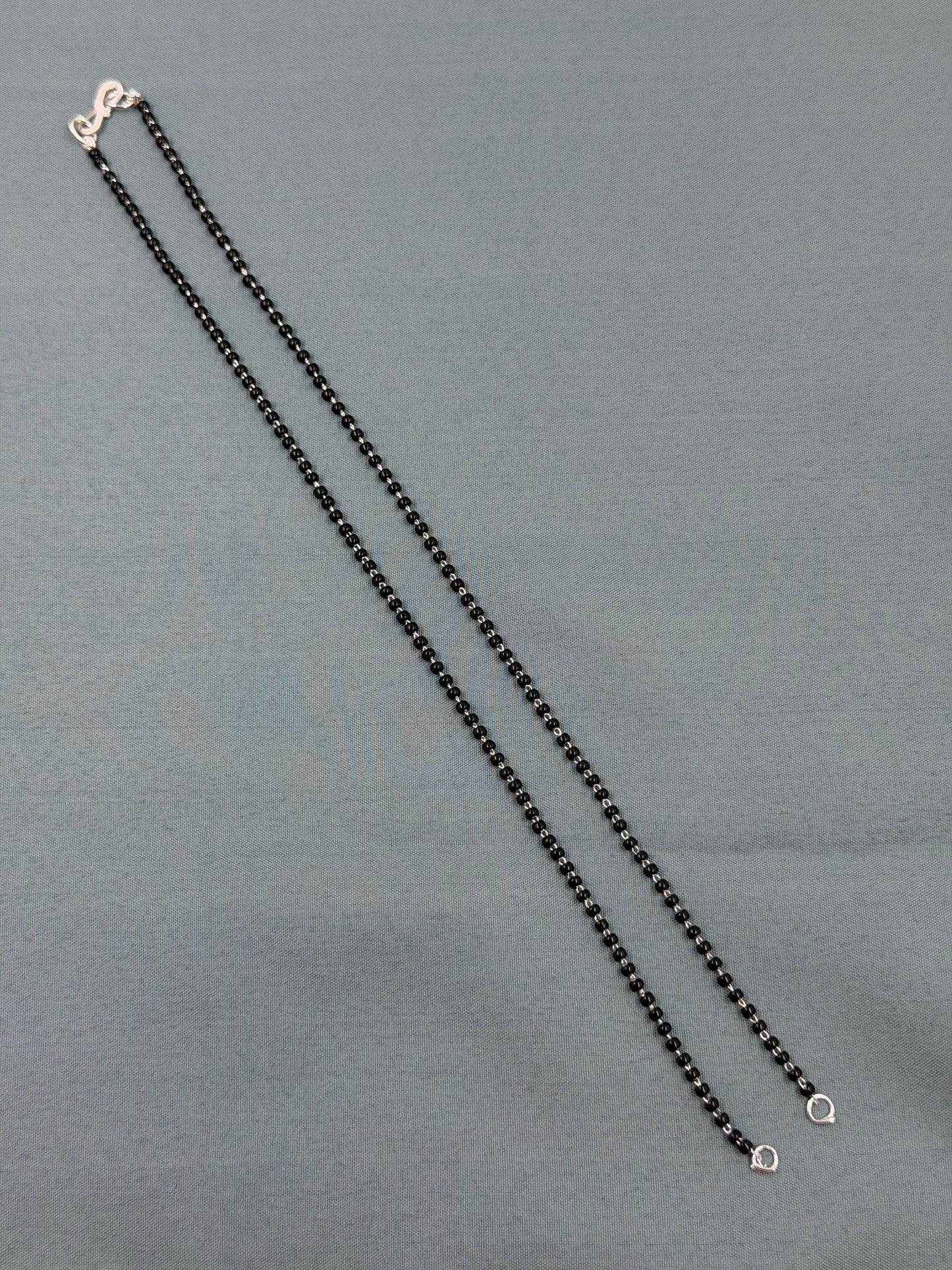 18 Inches Black Beads Silver Chain