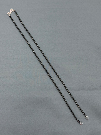 18 Inches Black Beads Silver Chain