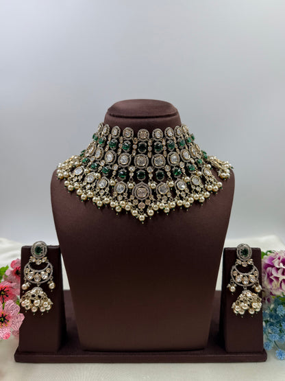 Roshni Premium Moissanite Victorian Choker Set