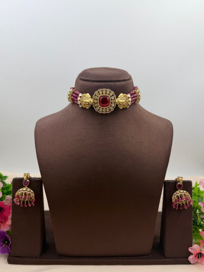 Pratibha Moissanite Choker Necklace Set
