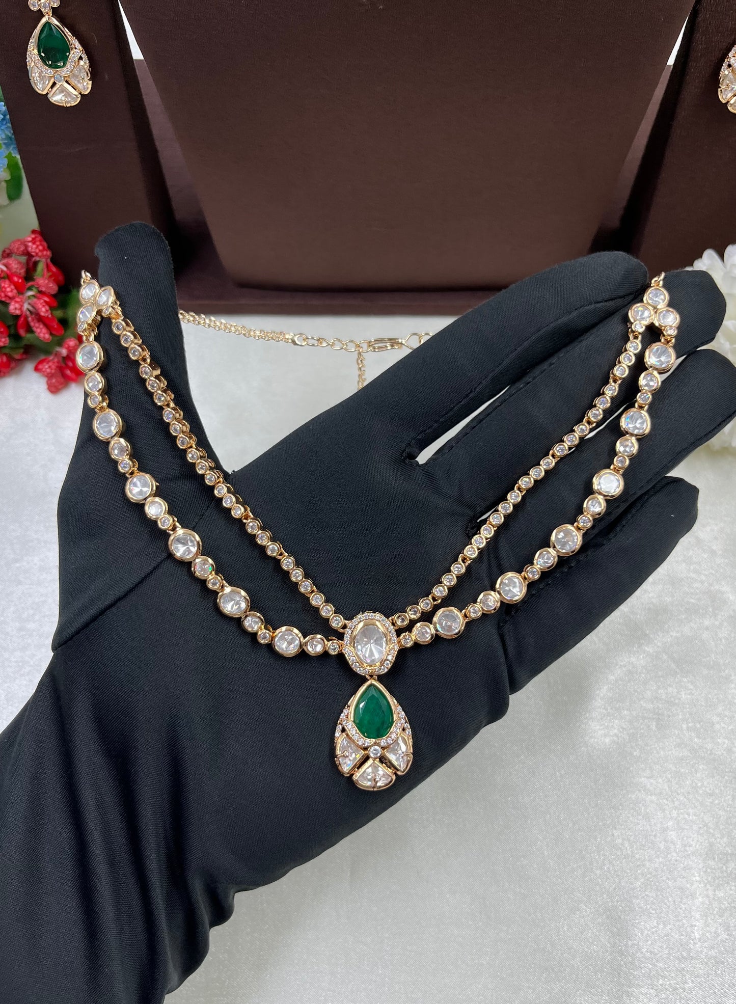 Madhuri Double layering Moissanite Delicate Necklace