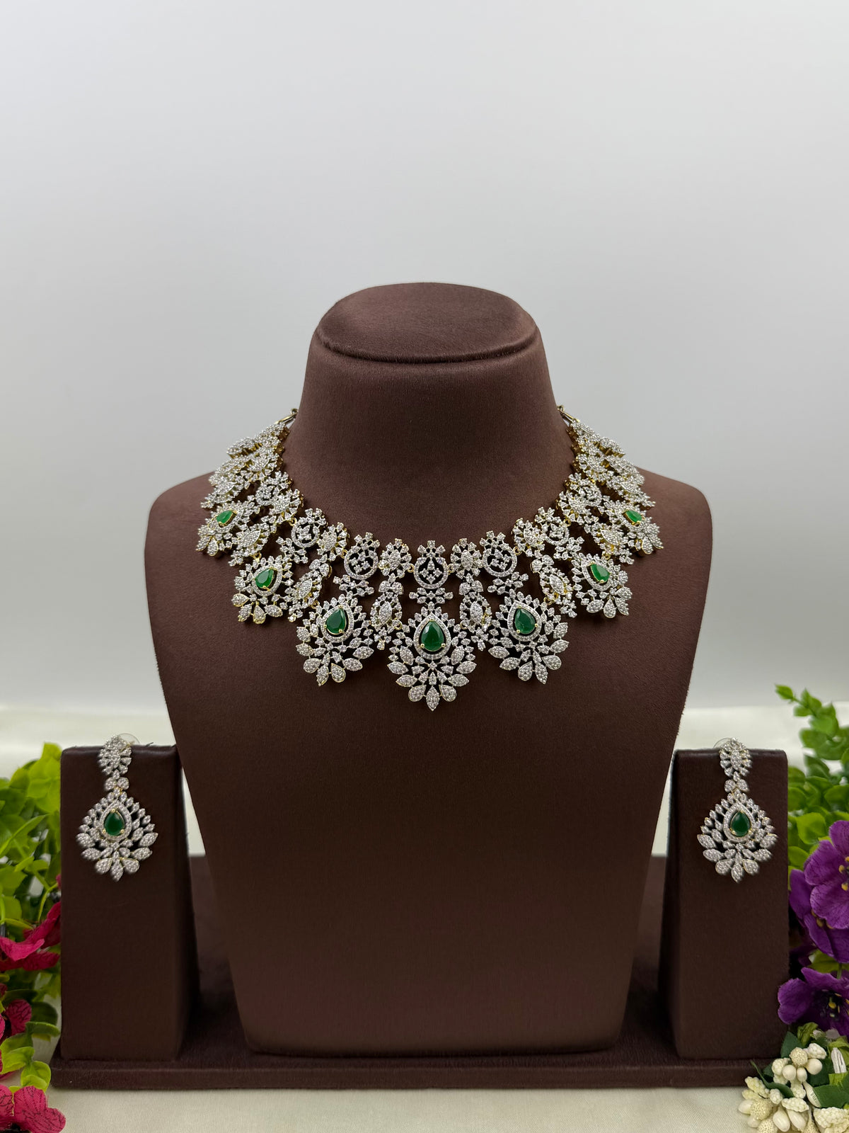 Sophie American Diamond Two Tone Necklace Set