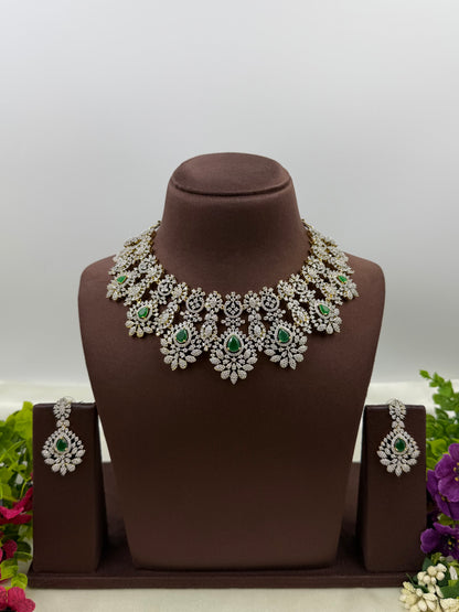 Sophie American Diamond Two Tone Necklace Set