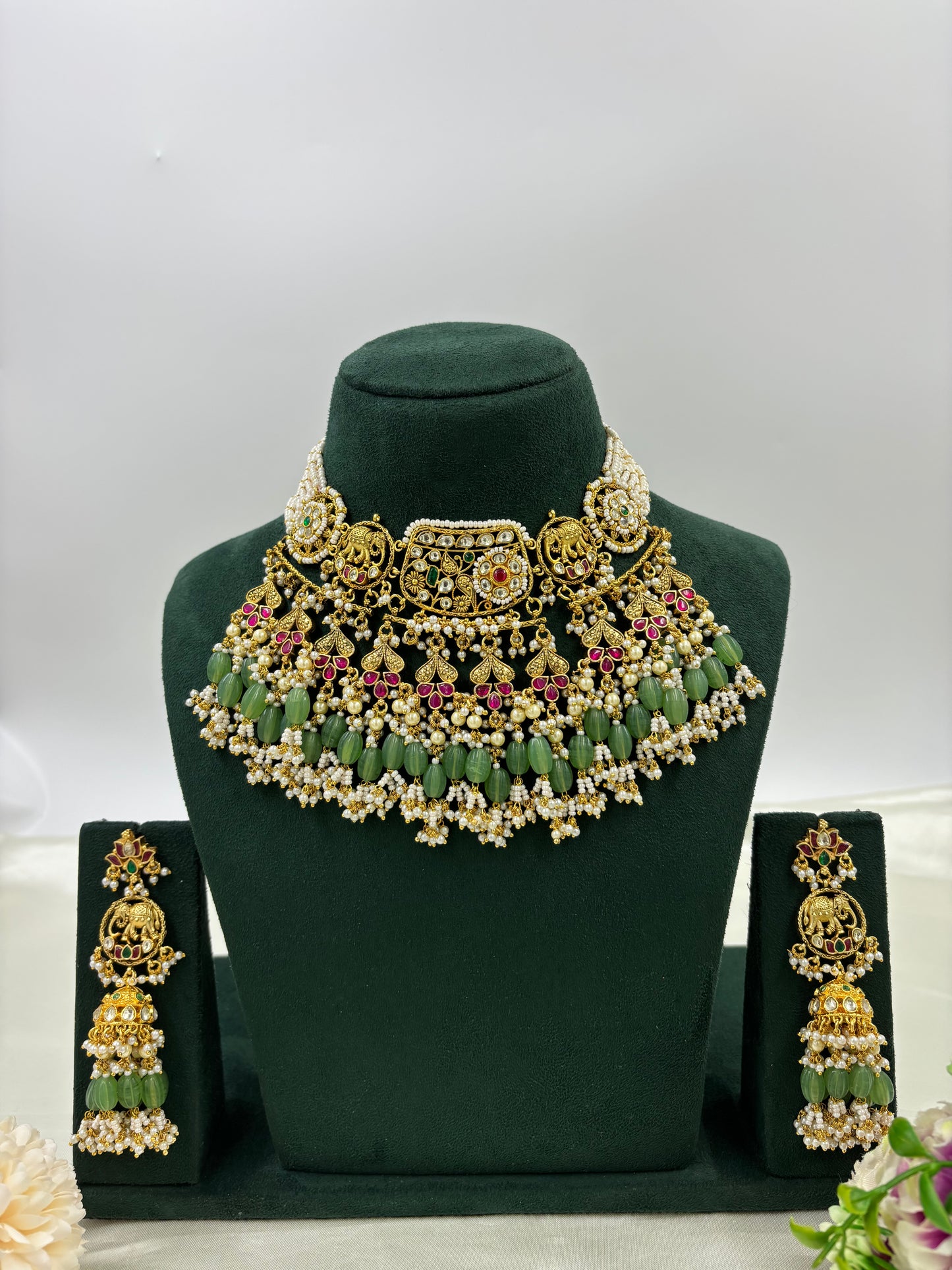 Rudrika Premium Pachi Kundan Necklace