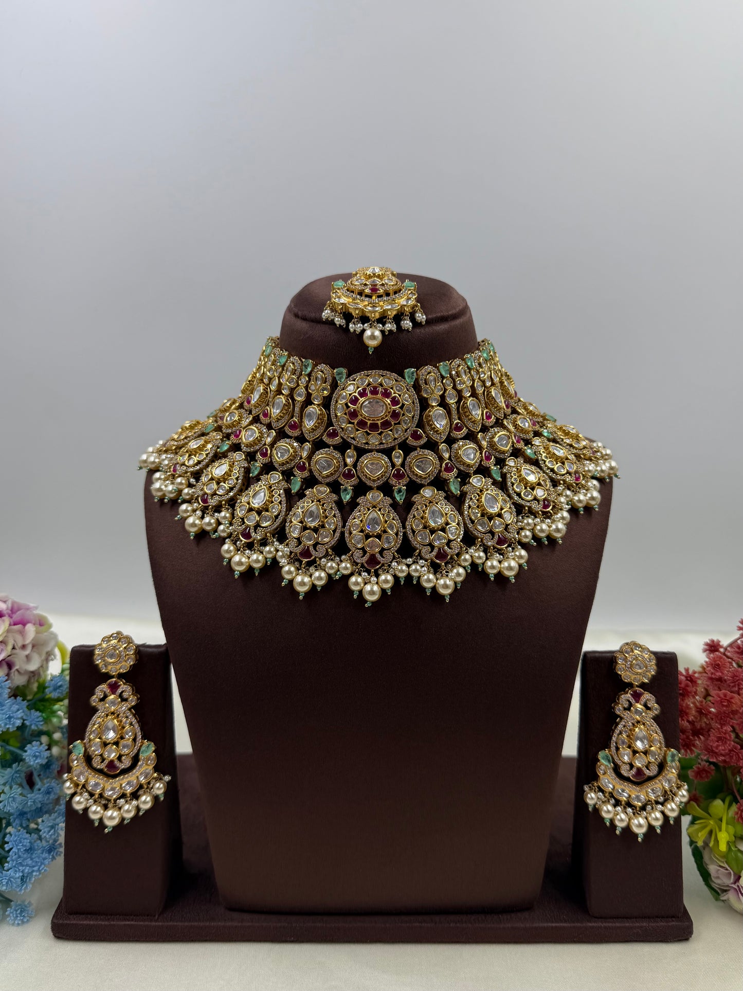 Madhura Victorian Moissanite Choker Necklace Set