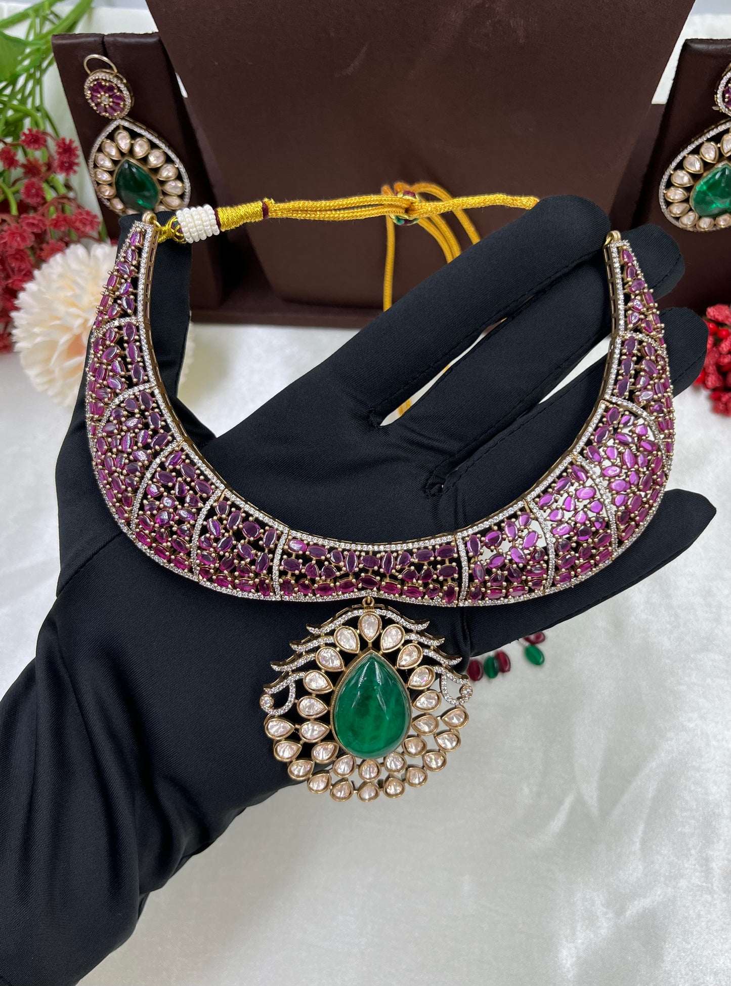 Gowri Premium Moissanite Kundan Necklace